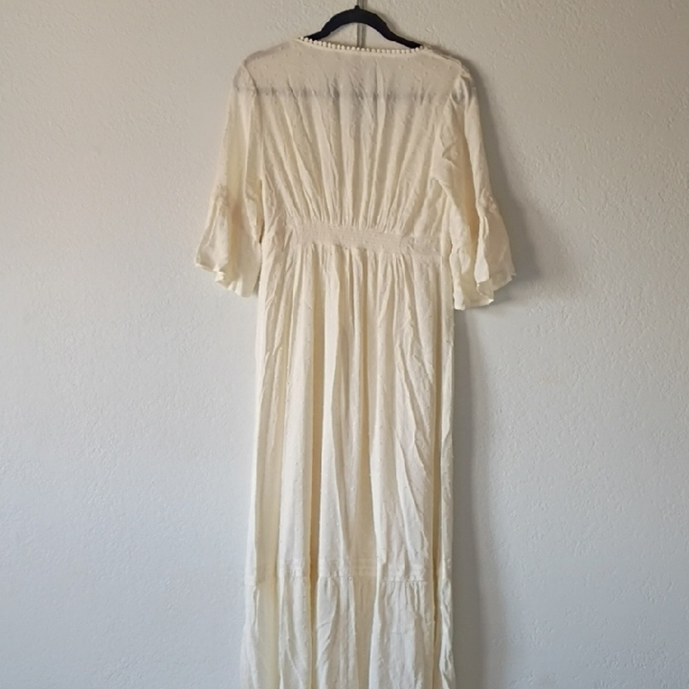 Knox Rose Women's Boho Cream Swiss Dot Maxi Dress Size S - Picture 4 of 15
